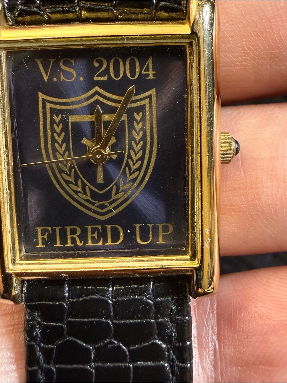 Gold and Black Rectangular Dress Watch - Fired Up Design